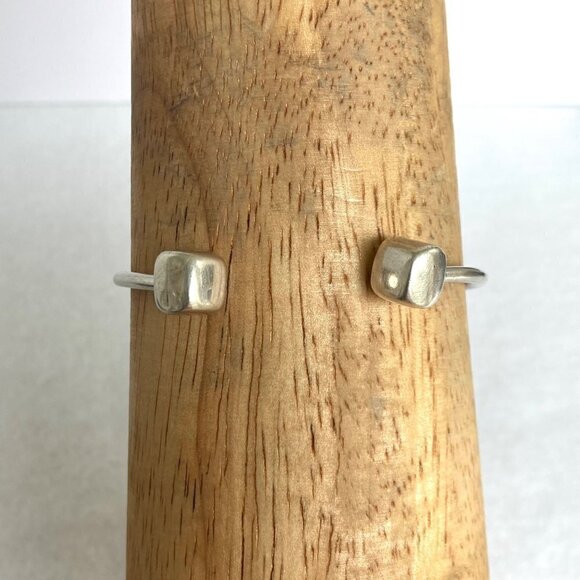 Sterling Silver 925 Modernist Style Square Capped Charm Cuff Bracelet Size 7" - Picture 12 of 16